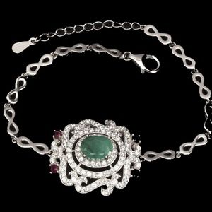 STAMPED .925 EMERALD/RUBY/SAPPHIRE BRACELET.